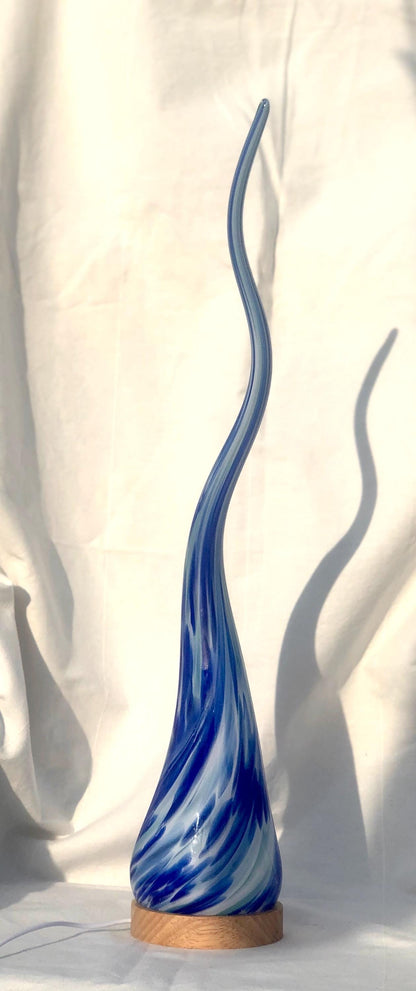 Hand Blown Flame Glass Lamp: LED Ambient Light, USB Powered