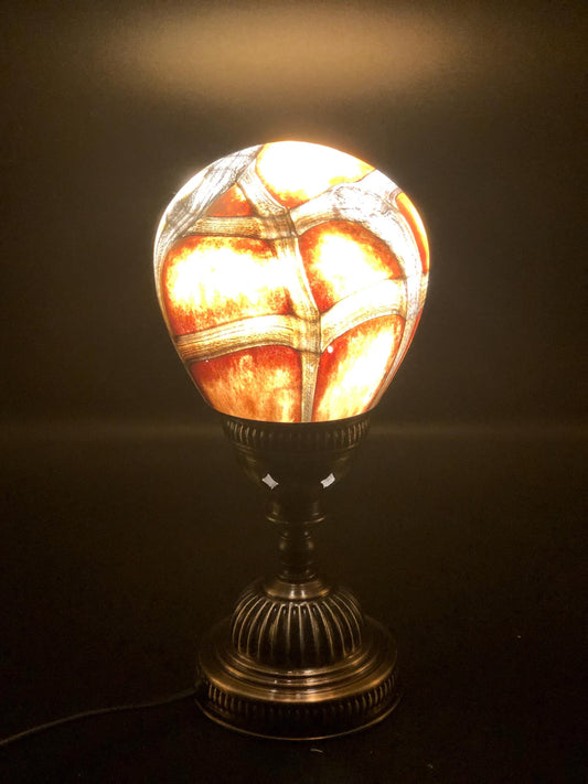 Handcrafted Glass Globe Table Lamp: Antique Style Base, USB Powered
