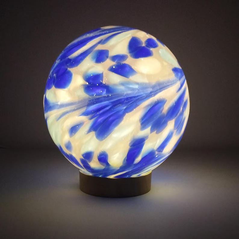 Handcrafted LED Glass Sphere Lamp: Cosy Ambient Light, British Home Décor