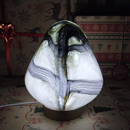 Hand Blown Strawberry Glass Lamp: LED Ambient Night Light, Lamp For Bedroom Or Nursery