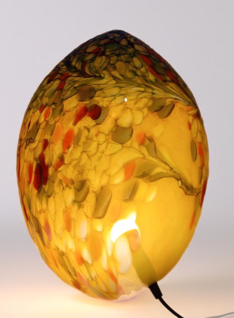 Giant Hand Blown Glass Dinosaur Egg Lamp: Art Deco Table Lamp (30cmX45cm)