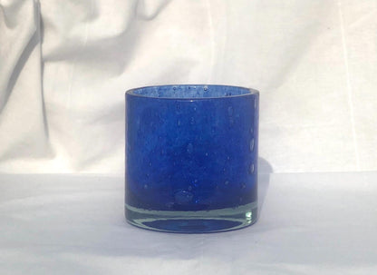 Handmade Mouth Blown Glass Desk Organiser: Marble Design Candle Holder