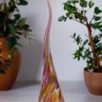 Pink/Gold Handmade Flame Glass Floor and Table Lamp