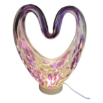 Iridescent Heart Lamp: Hand Blown Glass LED Sculpture, Romantic Home Decor