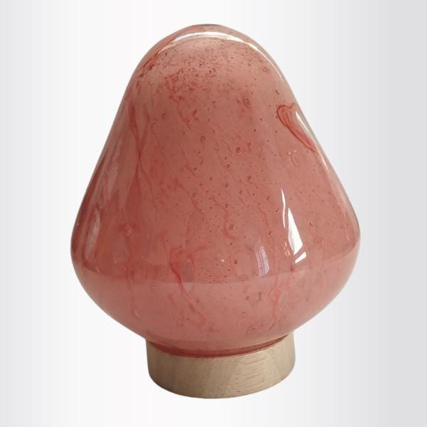 Hand Blown Strawberry Glass Lamp: LED Ambient Night Light, Lamp For Bedroom Or Nursery