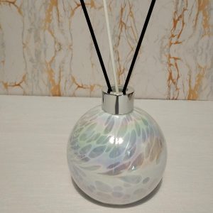 Handcrafted Iridescent Glass Diffuser Lamp with LED Light, Elegant Room Fragrance