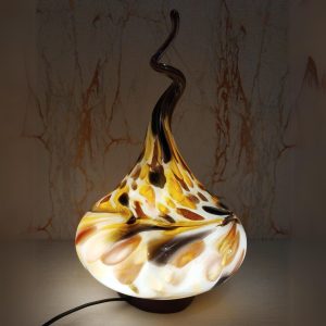 Handcrafted Amber Swirl Glass Flame Lamp: USB Artisan Mood Light