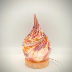 Blue Handblown Glass Teardrop Lamp: Colourful Swirl Art Decor