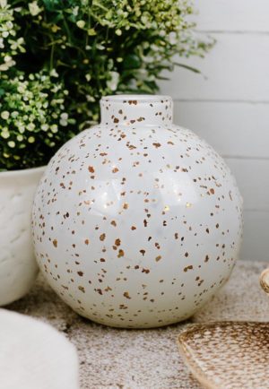 16cm Mouth Blown Glass Vase White Home Decor,