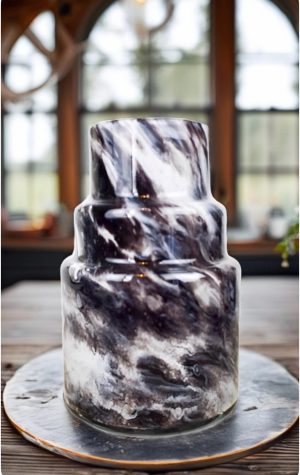 26cm Mouth Blown Black and White Glass Vase Home Decor,