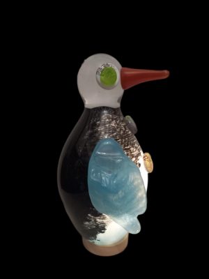 Handblown Glass Penguin Lamp: Whimsical Art Night Light