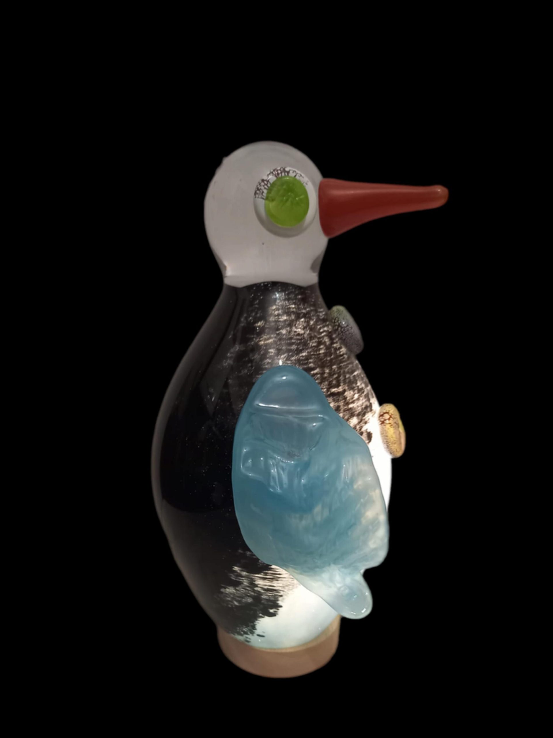 Handblown Glass Penguin Lamp: Whimsical Art Night Light