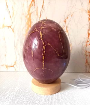 Hand Blown Glass Egg Lamp: Art Deco Tabletop Night Light