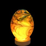 Hand Blown Orange Glass Table Lamp: Art Deco Sculpture Lamp