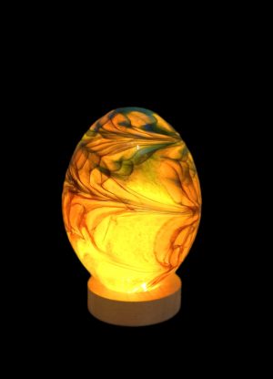 Hand Blown Orange Glass Table Lamp: Art Deco Sculpture Lamp