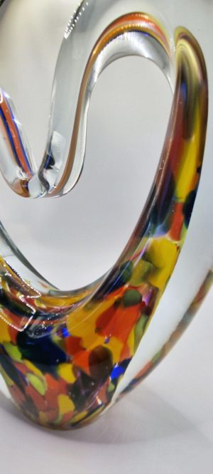 Iridescent Heart Lamp: Hand Blown Glass LED Sculpture, Romantic Home Decor