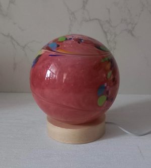 Iridescent Glass Sphere Lamp: Handmade LED Mood Lighting