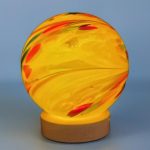 Handcrafted Yellow Glass Sphere Lamp: USB Powered LED Desk Light
