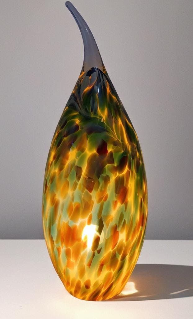 Hand Blown Glass Ghost Lamp: Art Deco Table Lamp