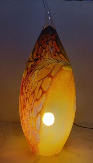 Hand Blown Glass Ghost Lamp: Art Deco Table Lamp