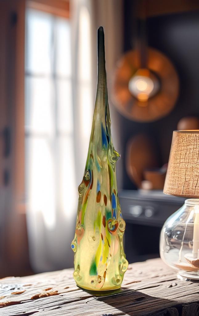 Hand Blown Glass Christmas Tree Lamp: Multicolour LED Ambient Light