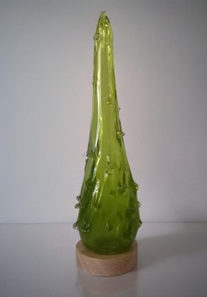 Hand-Blown Glass Christmas Tree Lamp - Green LED Ambient Light