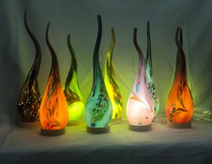 Handmade Flame Glass Lamp: LED Art Decor, Ambient Light
