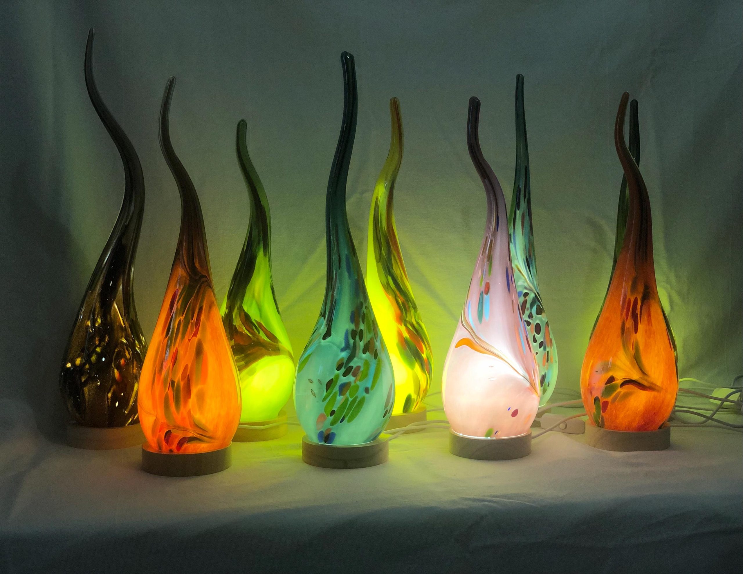 Handmade Flame Glass Lamp: LED Art Decor, Ambient Light