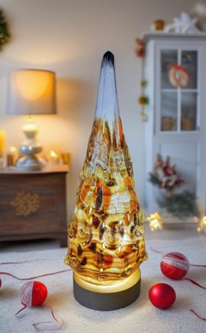 Glass Christmas Tree Lamp | LED Ambient Light | Unique Christmas Décor Gift