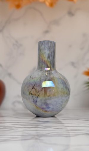 Glass Vase | Mouth Blown | Glass Table Vase | Hand Painted Design | Handmade |Art Decor Glass | Wedding Gift | Home Decor| Gift Idea| Grey