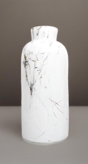 Glass Vase | Mouth Blown | Glass Table Vase | Hand Painted Design | Handmade |Art Decor Glass | Wedding Gift | Home Decor| Gift Idea| White