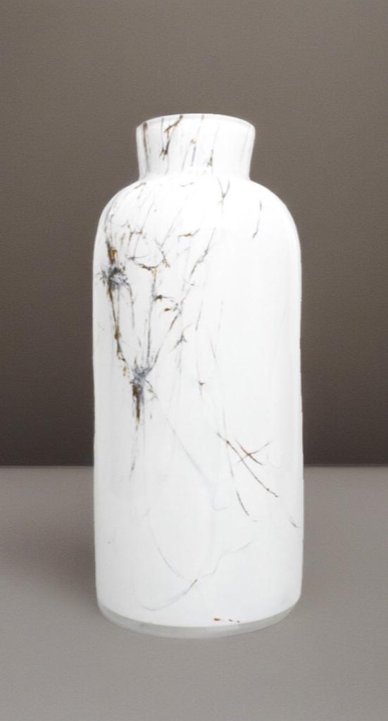 Glass Vase | Mouth Blown | Glass Table Vase | Hand Painted Design | Handmade |Art Decor Glass | Wedding Gift | Home Decor| Gift Idea| White