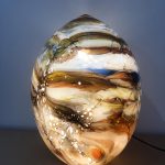 Hand Blown Dinosaur Egg Glass Lamp: Unique LED Sculpture Lamp