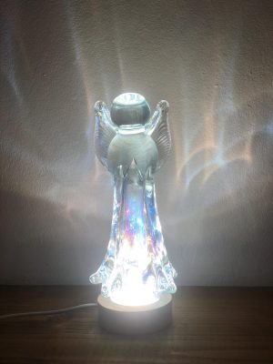 Hand Blown Multicolor Glass Angel Lamp: Art Deco Table Lamp