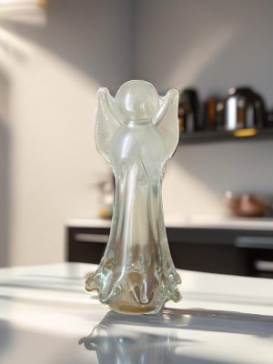 Hand Blown Multicolor Glass Angel Sculpture : Art Deco Angel, Christmas Gift