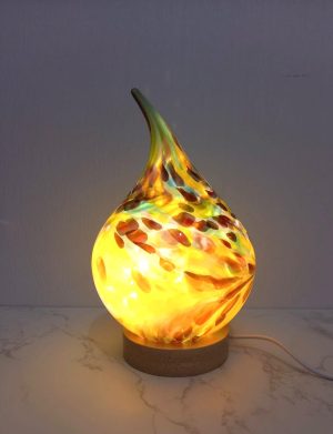 Handblown Glass Teardrop Lamp: Colorful Swirl Night Light