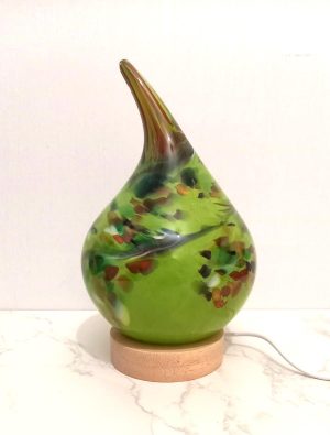 Handblown Pink Glass Teardrop Lamp: Colorful Swirl Night Light